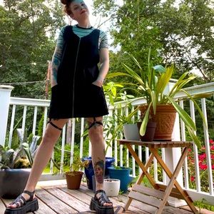 38) Black overall zipper dress